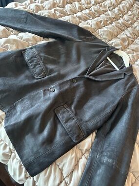 AllSaints Men's Brown Leather Shirt Jacket